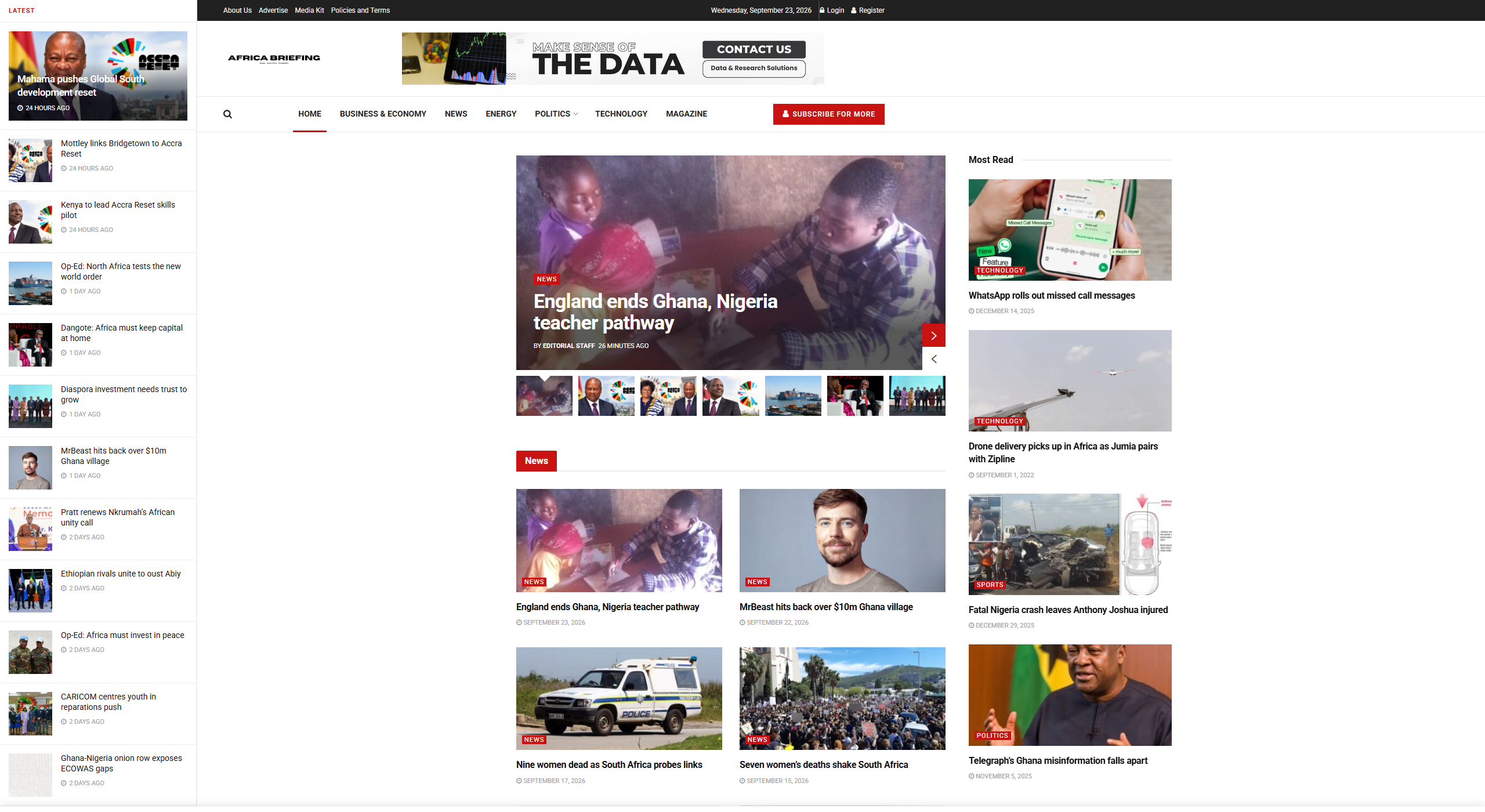 Africa Briefing — website preview